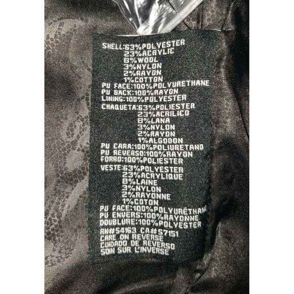 Guess Women's Wool Blend Faux Leather Arms Fringe Trim Plaid MOTO Jacket Sz M - Picture 10 of 10